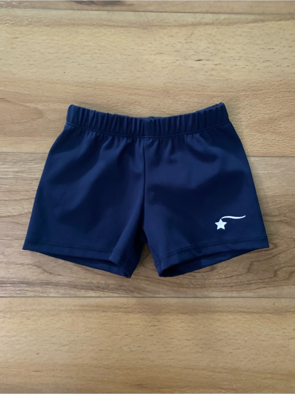 Navy Kids Gymnastics Shorts with Star Accent
